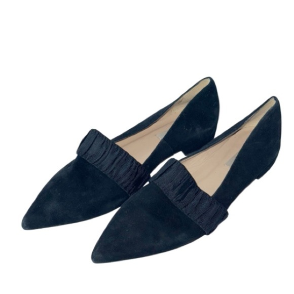 L.K. Bennett Vienetta Suede Leather Pointed Toe Flat Loafers 39 Ribbon Detail - Picture 1 of 12